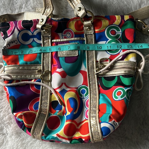 Coach F21361 Poppy Signature C Spotlight Glam Multicolor Shoulder Bag Tote - Picture 16 of 17